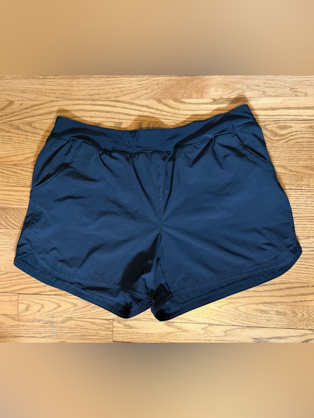 Lands’ End Women’s Black Athletic Swim Shorts Size 22W Pull-On Pockets
